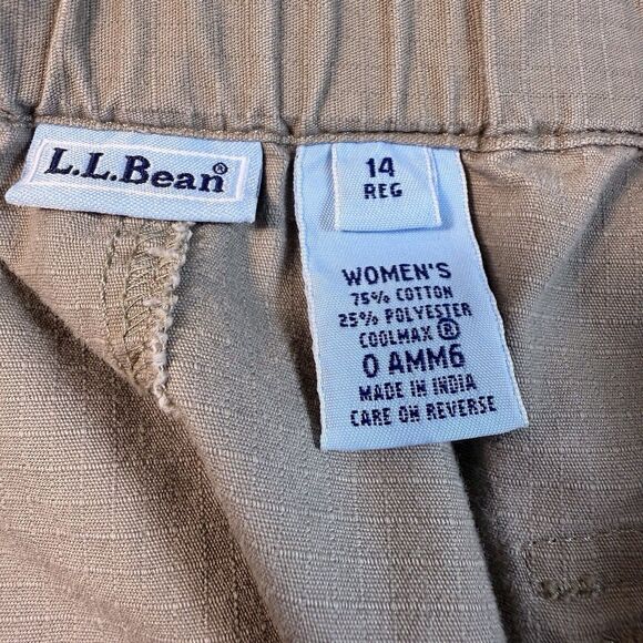 L.L. Bean Womens Skirt Sz 14 Beige Khaki Belt Pockets Outdoors Hike Coolmax - Picture 8 of 9